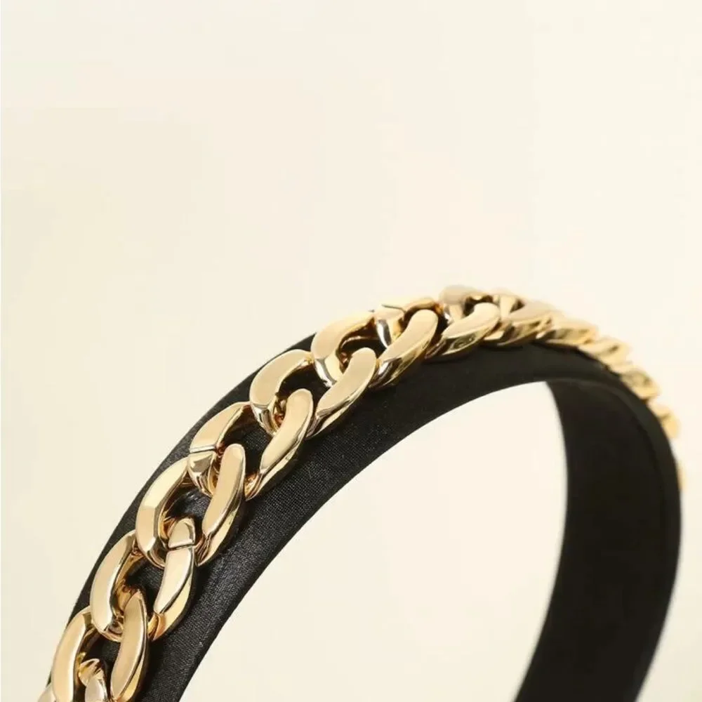 Black and gold metal‎ chain hairband